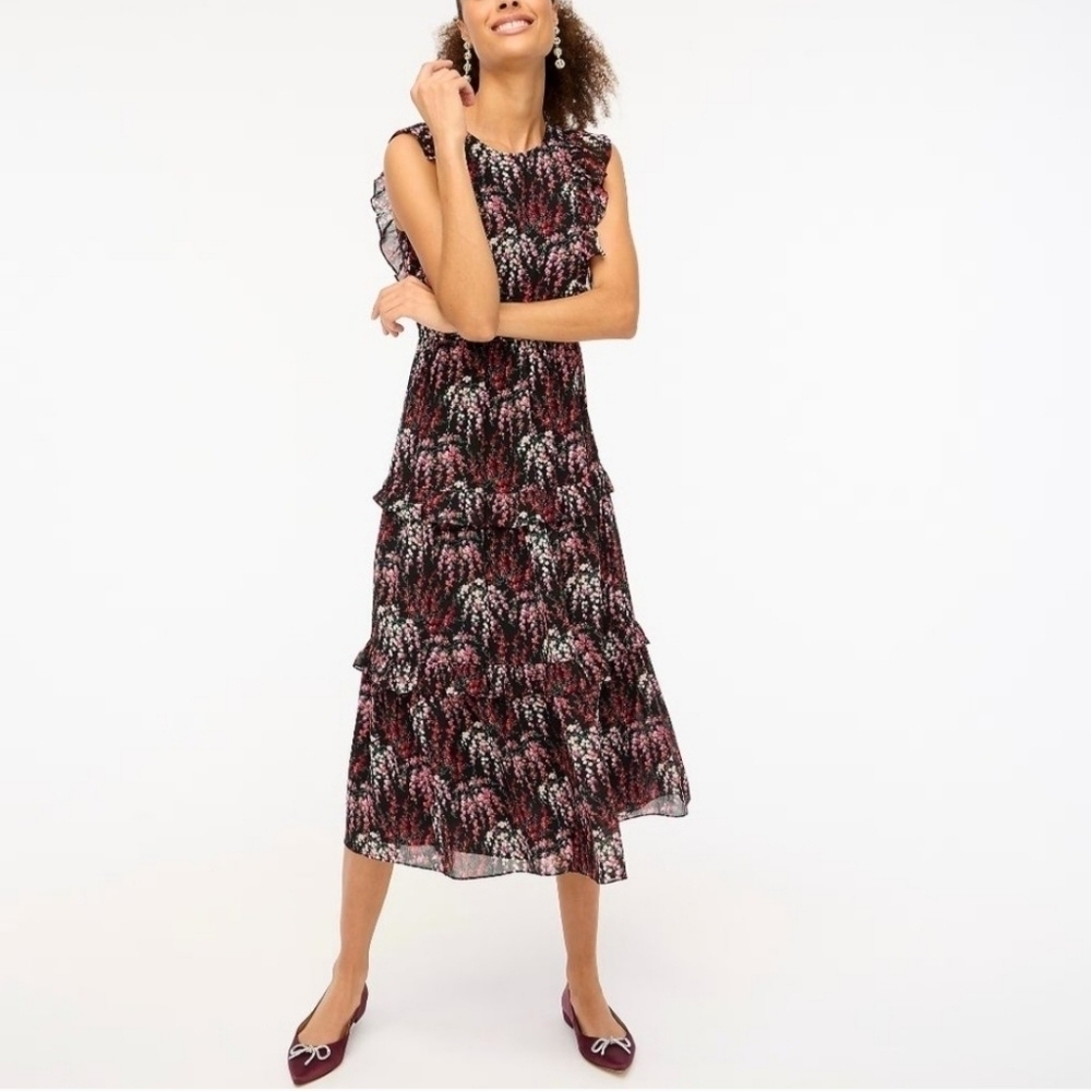 J. Crew Tiered Ruffle Trim Floral Dress
